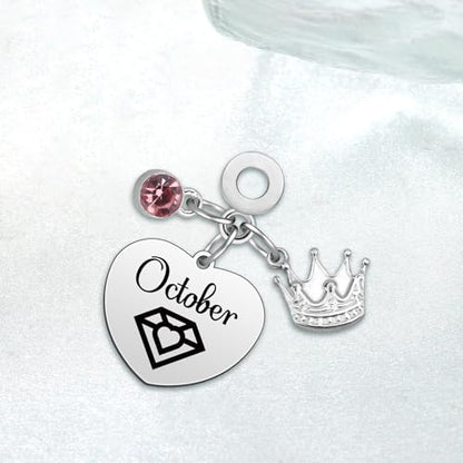 Birthday Gifts for Women Birthstone Charms for Bracelets Necklaces Jewelry Gift for Mom Wife Daughter Granddaughter Niece Sister Girlfriend - color: October