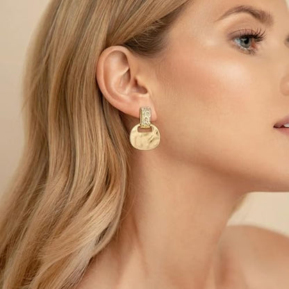 FANZE 2 Pairs Matte Gold Sliver Clip on Earrings for Women No Piercing | No Piercing Button Earring Comfortable Fashion Jewelry Gift - color: Gold/Silver