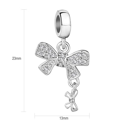 Knot Bow Tie Rose Gold Plated Dangle Women Bead Charms Compatible with Pandora Bracelets Mom Daughter Wife - style: bow tie dangle