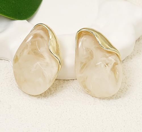 Acrylic Earrings for Women Irregular Resin Drop Earrings Metal Waterdrop Earring - color: White