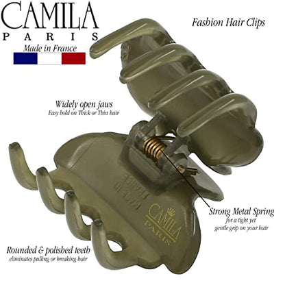 Camila Paris CP3556 French Small Hair Clips for Women, 1.5" Small Claw Clip Fashion Styling Mini Hair Clip Accessories for Women, Strong Hold No Slip Grip Cute Claw Clips, Made in France - color: Green 1.5"