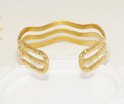 Multi-Layer Cuff Bracelet for Women Cross Wire Bracelets Open Wide Cuff Gold Bangle Bracelet - color: G