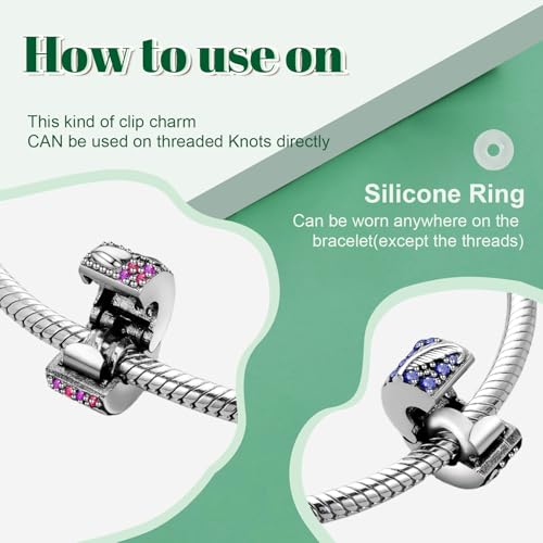 Clip Stopper Spacer Charms for Bracelets Necklaces, Compatible with Pandora,Jewery Making DIY - style: Sparkling Pavé Lines Clip 14K Gold Plated