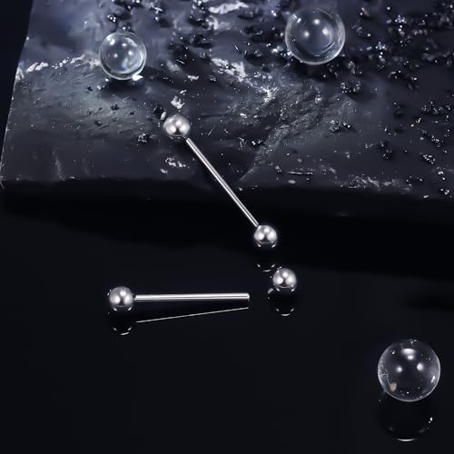 Ruifan Grade 23 Titanium Internally Threaded Nipple Piercing Jewelry Barbell Ring PA Tongue Rings Nipple Straight Body Piercing Jewelry for Women Men 16G 14G 12G 8G 6G 4G 2G - size: 14GA - 3/4" (19mm)