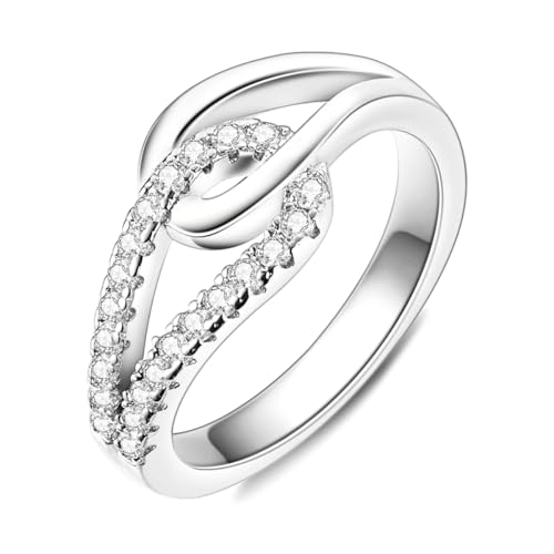 Hapour 925 Sterling Silver Celtic Knot Stackable Rings Simple Infinity Promise Ring Women Trendy Jewelry Gifts Ring Size 6-10