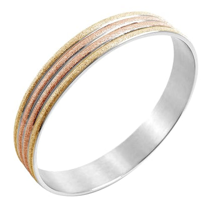 555Jewelry 12mm Wide Stainless Steel Solid Slip On Bangle Bracelet for Women With Small Wrist - color: Sandblast Multicolor (Large)
