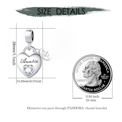 TCHYUN Family Series Dangle Charm Heart Birthstone Bead for Pandora Bracelet Women Gift - style: Sister