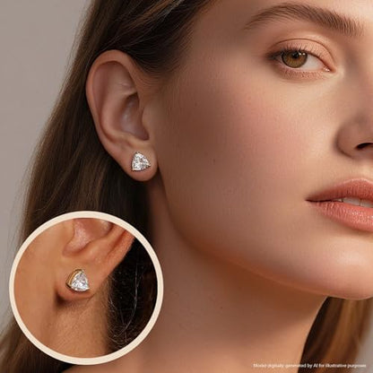 Brilliant Heart-cut/Oval-cut/Trillion-cut/Cushion-cut/Emerald-cut/Marquise-cut Stud, 925 Sterling Silver Cubic Zirconia Stud Earrings for Women Men - style: L-Triangle cut-Yellow