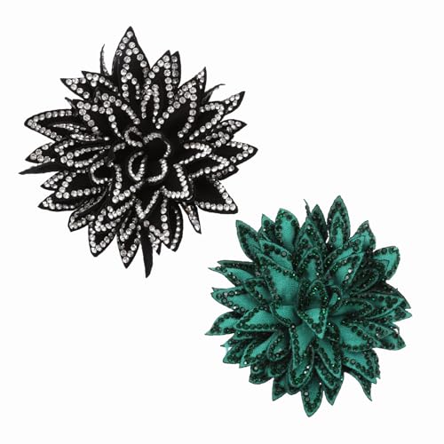 PATIKIL Flower Brooch Pin for Women, Rhinestone Rose Flower Brooch Dainty Fabric Floral Boutonnieres for Women - color: Silver/Green