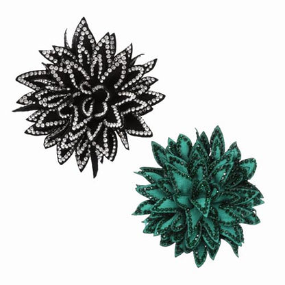 PATIKIL Flower Brooch Pin for Women, Rhinestone Rose Flower Brooch Dainty Fabric Floral Boutonnieres for Women - color: Silver/Green