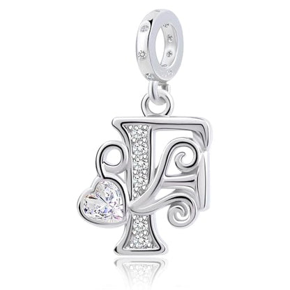 925 Sterling Silver Letter Charms for Pandora Bracelets Silver Letter A Alphabet Charm Initial Dangle Charms Beads Jewelry Gift for Women - style: Dangle Letter Charm F