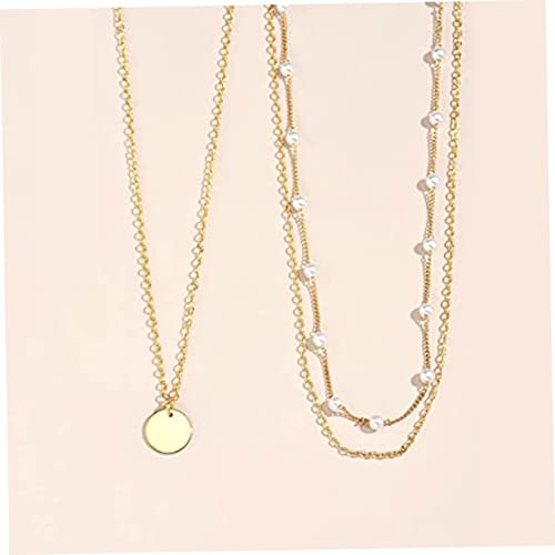 Layered Pearl Clavicle Necklace for Women Geometric Triple Strand Neck Chain Adjustable Dainty Jewelry for Everyday Wear
