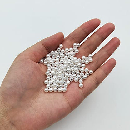 INSPIRELLE 4500pcs 5mm White Art Faux Pearl Beads ABS Round Loose Spacer | for DIY Craft Necklaces Bracelets Jewelry Making - color: White, size: 5mm
