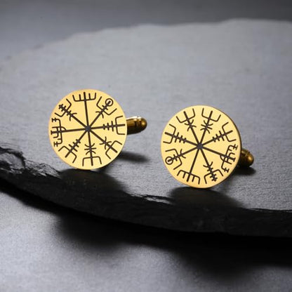 Cufflinks for Men Delicate Stainless Steel Wedding Business Cufflinks Gifts for Groom Husband French Shirt Accessories - style: Shield Symbol-Gold