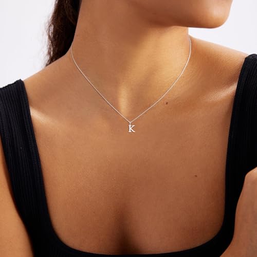 Foxgirl Gold Initial Necklaces for Women, Dainty Gold Letter Necklace Tiny A-Z Pendant Choker Necklace Trendy Cute Personalized Monogram Name Necklace Gold Jewelry Necklace for Women Gift | Tiny Letter Pendant on a Dainty Choker Chain, Personalized Everyd