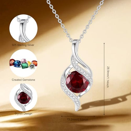 FANCIME Birthstone Necklace for Women Jewelry Gift for Her | Infinity Love Pendant Sterling Silver, Birthday Gift for Women, Adjustable 16+2" - color: 01 - Created Garnet
