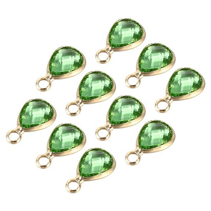 PATIKIL Birthstone Charm Beads Drop Pendant, Handmade Birthstone for Personalized Earrings Bracelet Necklace - color: Light Green, size: 0.47" x 0.24"