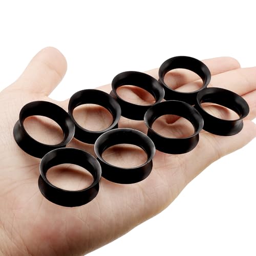 10G-50mm Thin Black Silicone Ear Gauges Tunnels Rubber Ear Plugs Gauges Double Flared Flexible Tunnel Earrings for Women Men - color: 20mm = 25/32 inch
