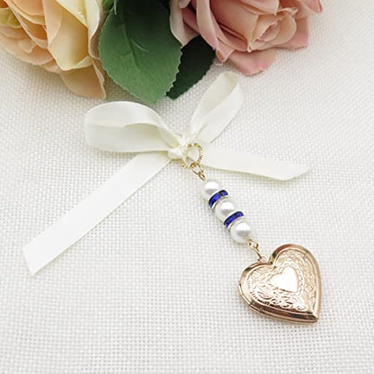 IDLAN Locket for Bouquet - Memorial Wedding Gift Bride Pendant Keepsake Something Blue - style: Heart Locket