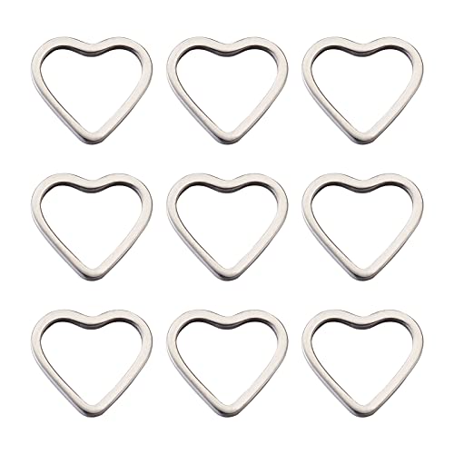 30Pcs Heart Linking Charms Hollow Frame Pendants Stainless Steel Heart Charms Earrings Beading Hoop Linking Ring Connectors for Bracelet Necklace Jewelry Making - color: Matte Silver, Heart