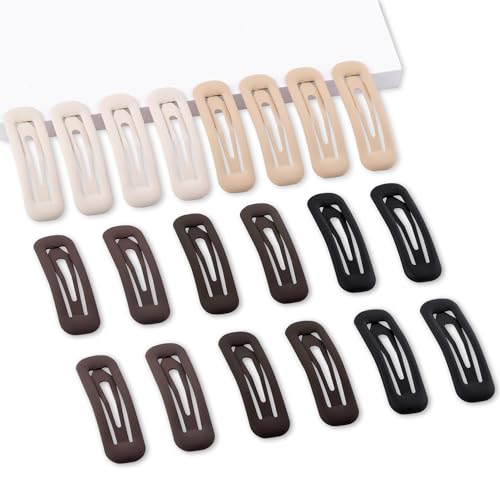 20 PCS Small Rectangle Hair Barrettes For Women Non Slips Snap Clips For Thin Fine Hair,Matte Black Brown Beige,1.97 x 0.55Inch - color: Matte Black Brown Beige