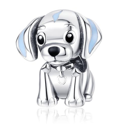 Charm for Bracelets and Necklaces Heart Cat Flower Boy 925 Sterling Silver Bead Birthday Jewelry Gift for Women - color: Dog Charm