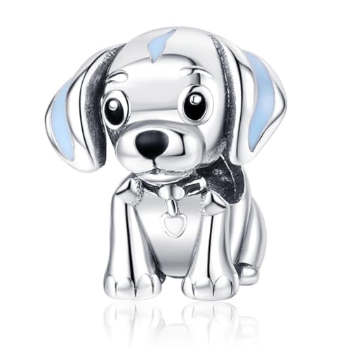 Charm for Bracelets and Necklaces Heart Cat Flower Boy 925 Sterling Silver Bead Birthday Jewelry Gift for Women - color: Dog Charm