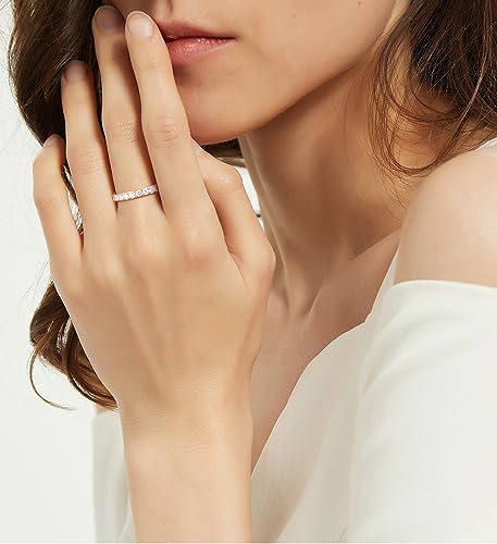 TIGRADE 3mm Women Titanium Engagement Ring Cubic Zirconia Eternity Wedding Band Size 3-13.5 - color: Rose Gold