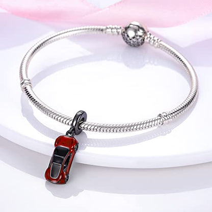 KUNSIR Charms Beads fits Pandora Charm bracelets for Woman 925 Sterling Silver Dangle Pendant Bead Jewelry Beads Gifts Happy Birthday Charms for Women Bracelet&Necklace - style: Small Sports Car Charm