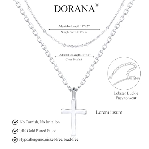 14K Gold Layered Cross Necklaces for Women,Tiny Small Sideways Cross Necklace Minimalist Christian Jewelry Gifts First Communion Confirmation Easter Stuff,2Pcs - color: Style B,Silver