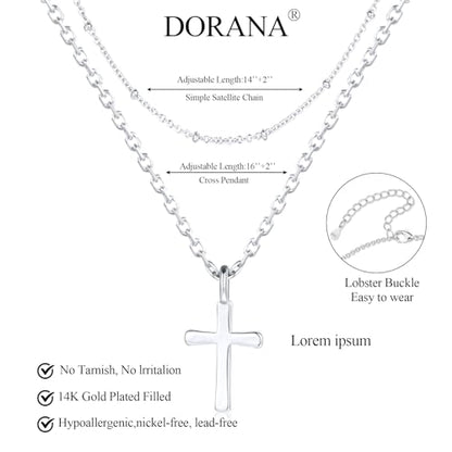 14K Gold Layered Cross Necklaces for Women,Tiny Small Sideways Cross Necklace Minimalist Christian Jewelry Gifts First Communion Confirmation Easter Stuff,2Pcs - color: Style B,Silver