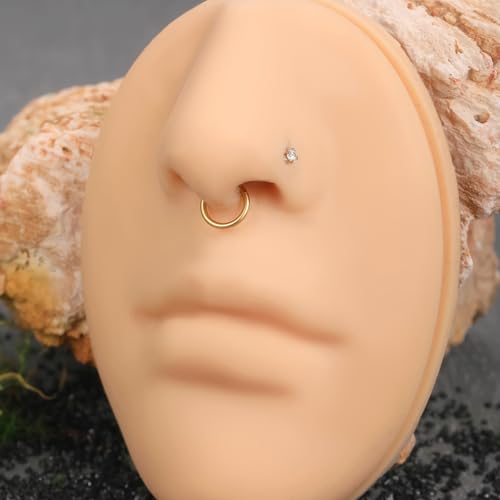 Xpircn 5pcs Hoop Nose Rings and L Shaped Nose Rings Stud Set 18G/20G Stainless Steel CZ Helix Conch Daith Tragus Cartilage Hoop Earrings for Women 6mm 7mm 8mm 10mm - color: Gold, size: 18G, 6mm hoop & 7mm studs