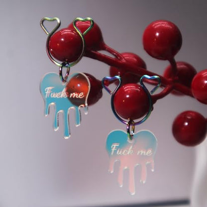 Fake Nipple Rings,Fake Nipple Piercings,Faux Nipple Piercing,Nipple Rings Non Piercing Jewelry - style: F..k Me