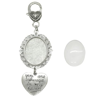 Wedding Bouquet Photo Charms Locket for Bride Memorial Picture Charm Clip for Bridal Boquet Groom or Loved One Memory Pin Accessories to Attach to Flowers Walking Down the Aisle