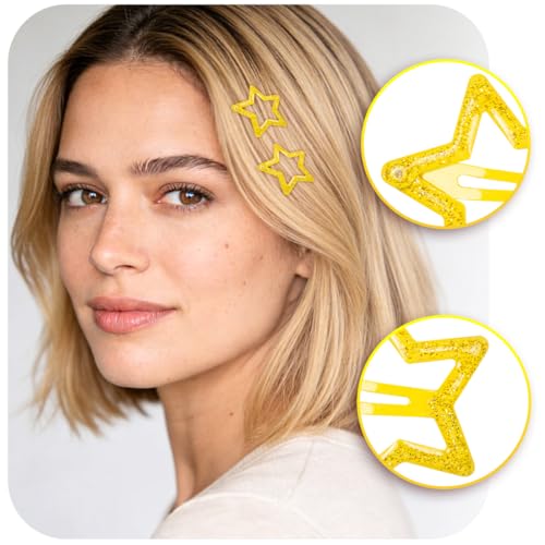 70 Pcs Metal Glitter Snap Hair Clips for Women,Small Snap Barrettes for Women Girls Thick Fine Hair (Yellow) - color: Yellow