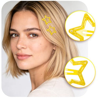 70 Pcs Metal Glitter Snap Hair Clips for Women,Small Snap Barrettes for Women Girls Thick Fine Hair (Yellow) - color: Yellow
