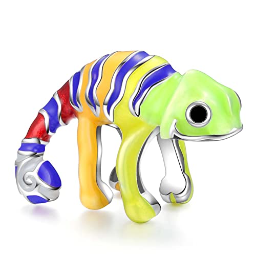 LNQOBU 925 Sterling Silver Charms Color-changing Chameleon Dangle Charm Beads Glow in the Dark Charme fits Pandora Bracelets and Necklace Jewelry Gift for Women - style: B-Chameleon charm
