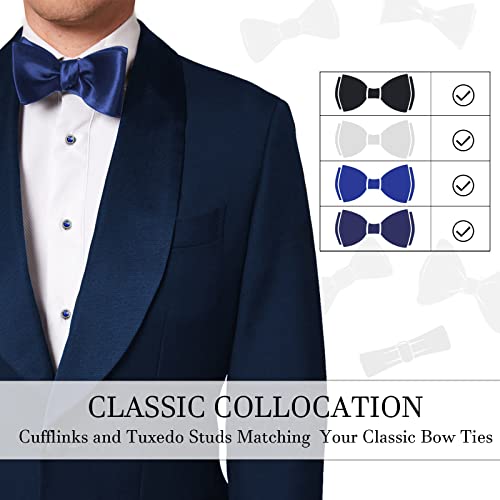 AMITER Crystal Cufflinks and Tuxedo Studs for Men, Cuff Links Suits for Shirt Formal Dress Business Wedding Anniversary - color: Navy Blue