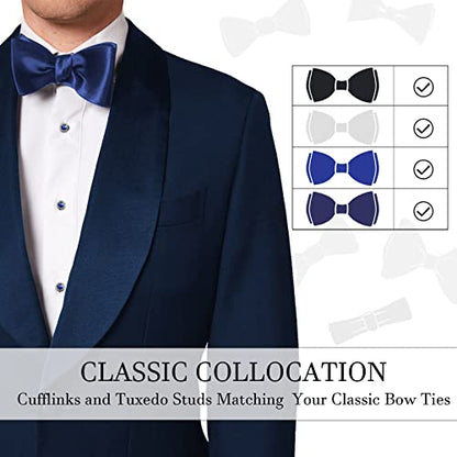AMITER Crystal Cufflinks and Tuxedo Studs for Men, Cuff Links Suits for Shirt Formal Dress Business Wedding Anniversary - color: Navy Blue