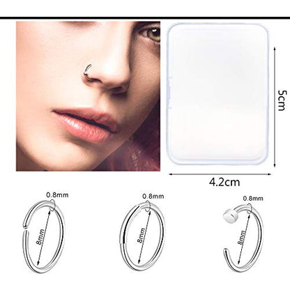 27-60 Pcs Nose Rings for Women Nose Piercing Jewelry Silver Nose Rings Studs 20G Surgical Nose Rings Hoops Nose Rings L Shaped Studs Screw Stainless Steel Nose Piercings for Women Men - color: Mixcolor E