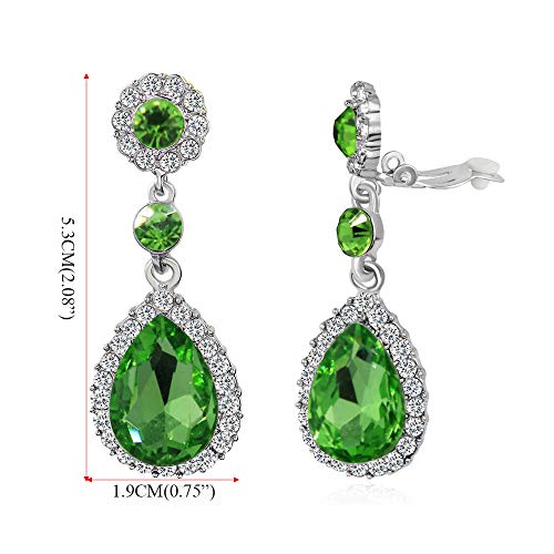 Gorgeous Austrian Crystal Rhinestone Wedding Bridal Teardrop Drop Dangle Earrings - color: Green