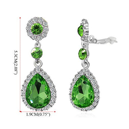Gorgeous Austrian Crystal Rhinestone Wedding Bridal Teardrop Drop Dangle Earrings - color: Green