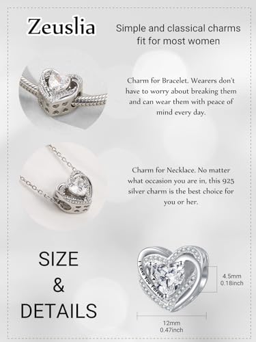 Heart Birthstone Charms for Bracelets, 925 Sterling Silver Women Bead Charms for Charm Bracelets Necklace, Mother's Day Birthday Anniversary Jewelry Gifts for Wife Mom Grandma Daughter - style: Bead - Apr - Simulated Diamond