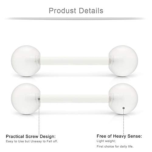 14G 16mm Glow in The Dark Flexible Acrylic Straight Tongue Nipple Ring Retainer Piercing - color: 36PCS - Option A
