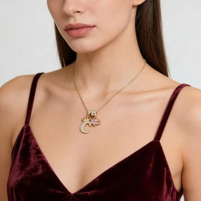 18K Gold & Silver Plated Initial Necklaces for Women - color: C-Gold