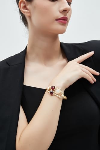 Chunky Bangle Bracelets for Women Cuff Bracelet Thick Gold Bangles Open Wide Arm Cuffs Bracelets Boho Jewelry - style: Gold Bangles