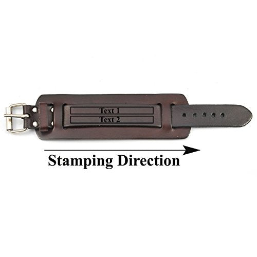 Jovivi Cutom Leather Bracelet - Personalized Punk Men Women Black Brown Wide Genuine Leather Wrap Cuff Bangle Bracelet Belts Wistband, Adjustable 7.2"-9" - color: Brown(Engraving)
