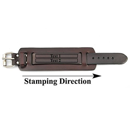 Jovivi Cutom Leather Bracelet - Personalized Punk Men Women Black Brown Wide Genuine Leather Wrap Cuff Bangle Bracelet Belts Wistband, Adjustable 7.2"-9" - color: Brown(Engraving)