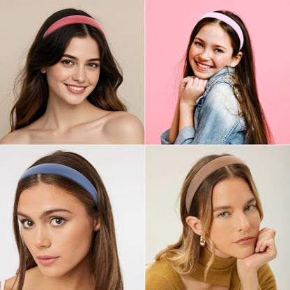 Wecoe 6pcs PU Leather Headband Wide Fashion Head Band for Women Girls | Assorted pastel shades for versatile daily looks, soft inner for cozy wearing