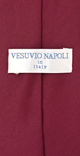Vesuvio Napoli PreTied Men's Necktie Solid Color Mens Adjustable Zipper Neck Tie - color: Burgundy